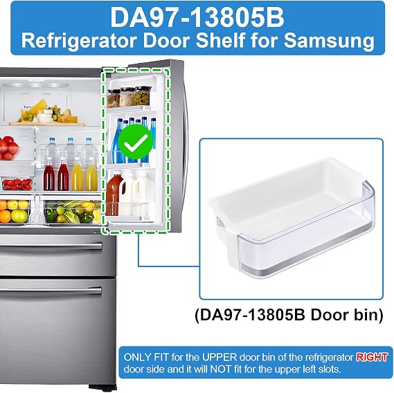UPGRADED DA97-13805B Refrigerator Door Bin Compatible with Samsung Refrigerator Door Shelf Parts, Right Samsung Fridge Door Shelves RF28HFEDBSR RF28HFEDTSR RF28HFEDTBC RF28HFEDBWW RF28HFEDBBC Door Bin