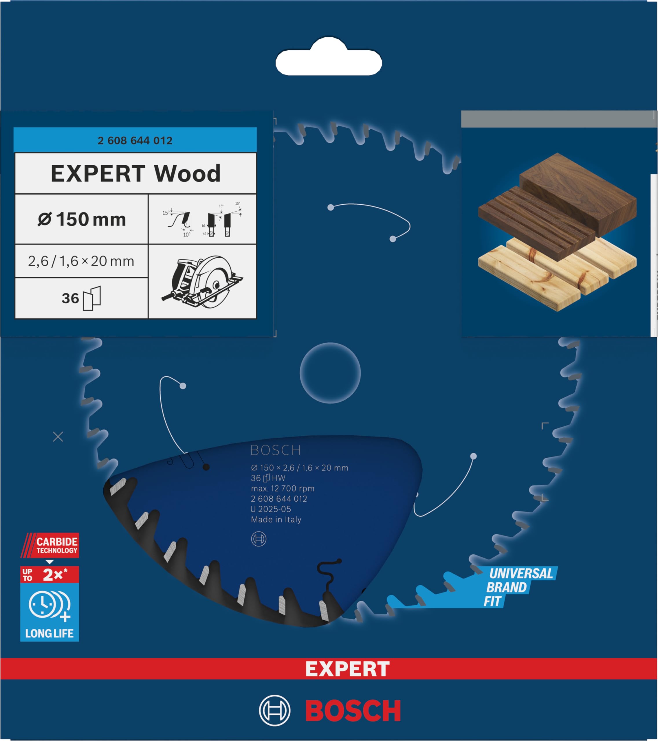 Bosch 1x Lame de scie circulaire filaire EXPERT Wood