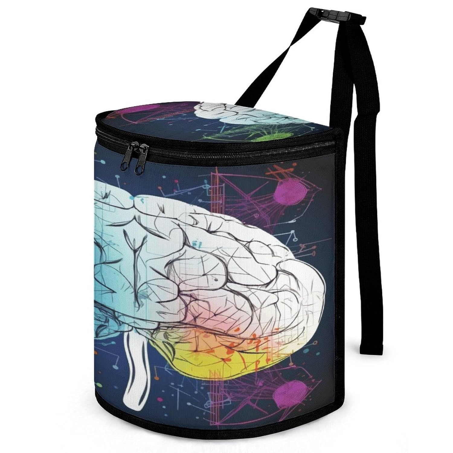 Geometry Brain Image with Science Car Trash Can with Lid Multipurpose Trash Bin for Cars Leak-Proof Cars Organizer Storage Bag Waterproof Garbage Can Hanging Car Trash Bag for SUV Truck RV