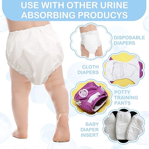 Miniatura 2 de Funtery Paquete de 12 pantalones de plástico impermeables para niños pequeños, fundas de pañales reutilizables, unisex, para entrenamiento de orinal