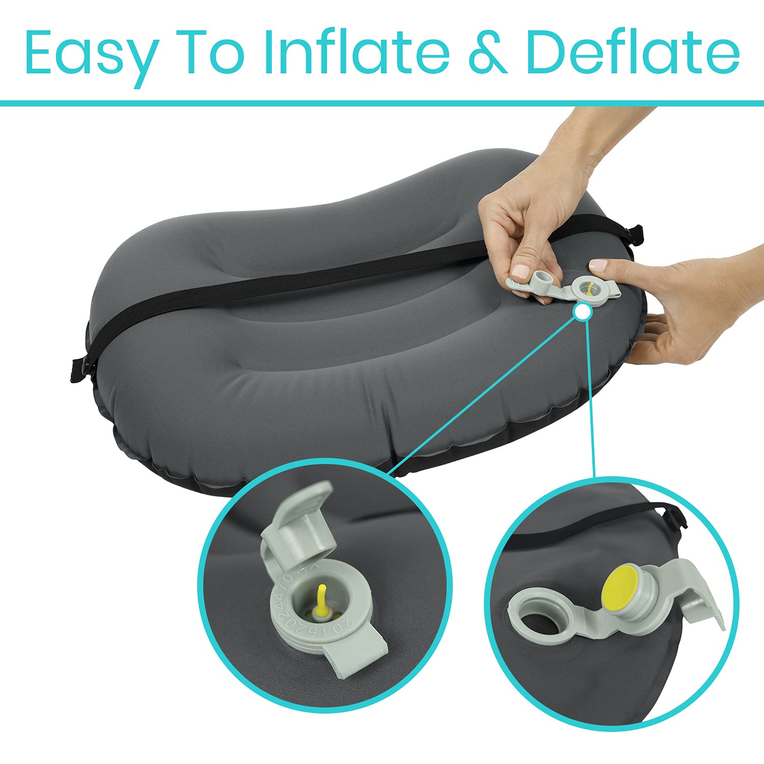 Buу 1 gеt 1 🔥 Vive Inflatable Lumbar Support Cushion with Bag - Backrest Pillow for Car, Office Chair - Adjustable Firm Air Lower Back, Neck Pain, Sciatica Relief - Compact, Portable Camping Travel Headrest