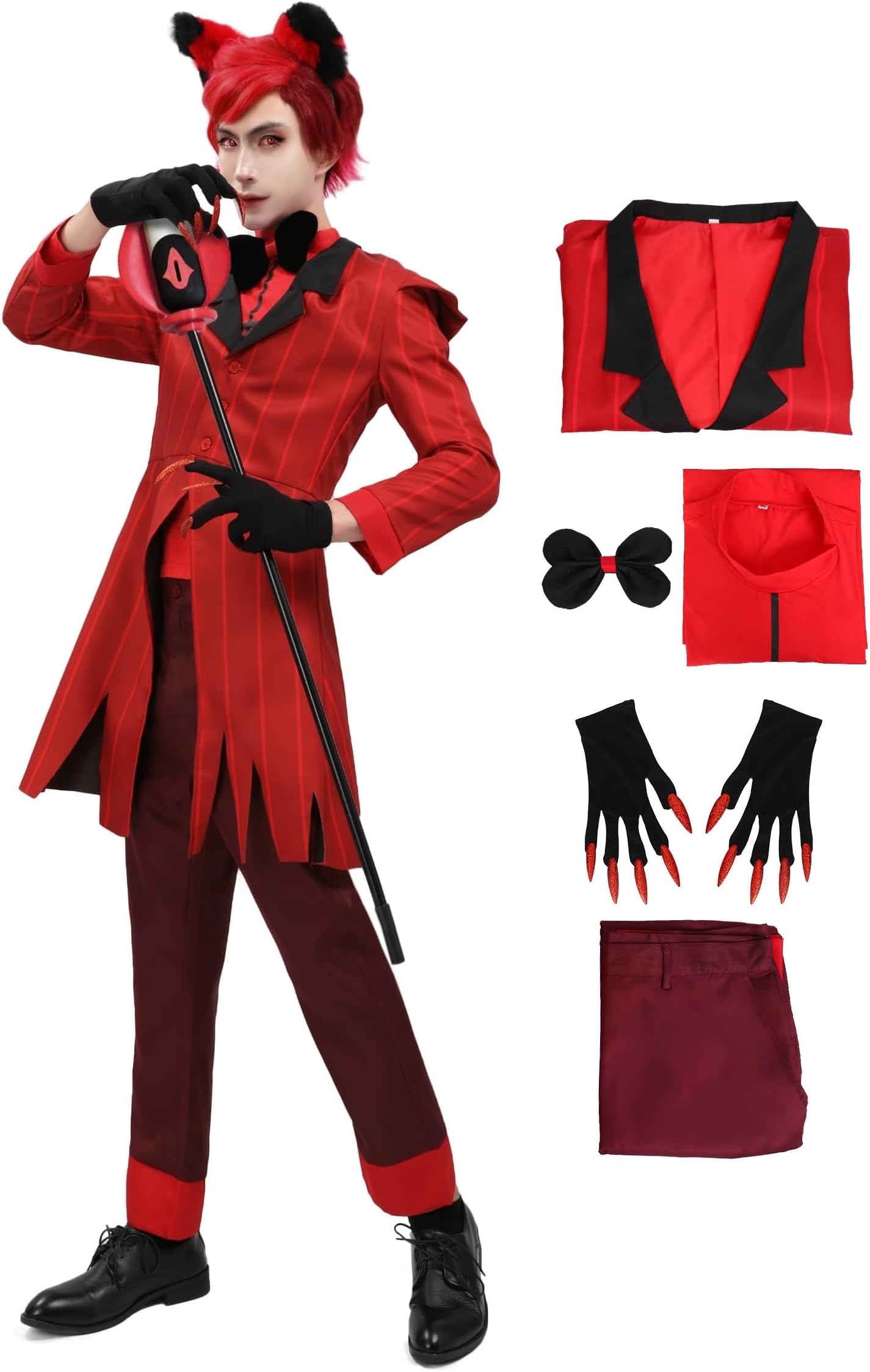 C-ZOFEK Alastor Cosplay Costume Jacket Outfits with Tie and Glove