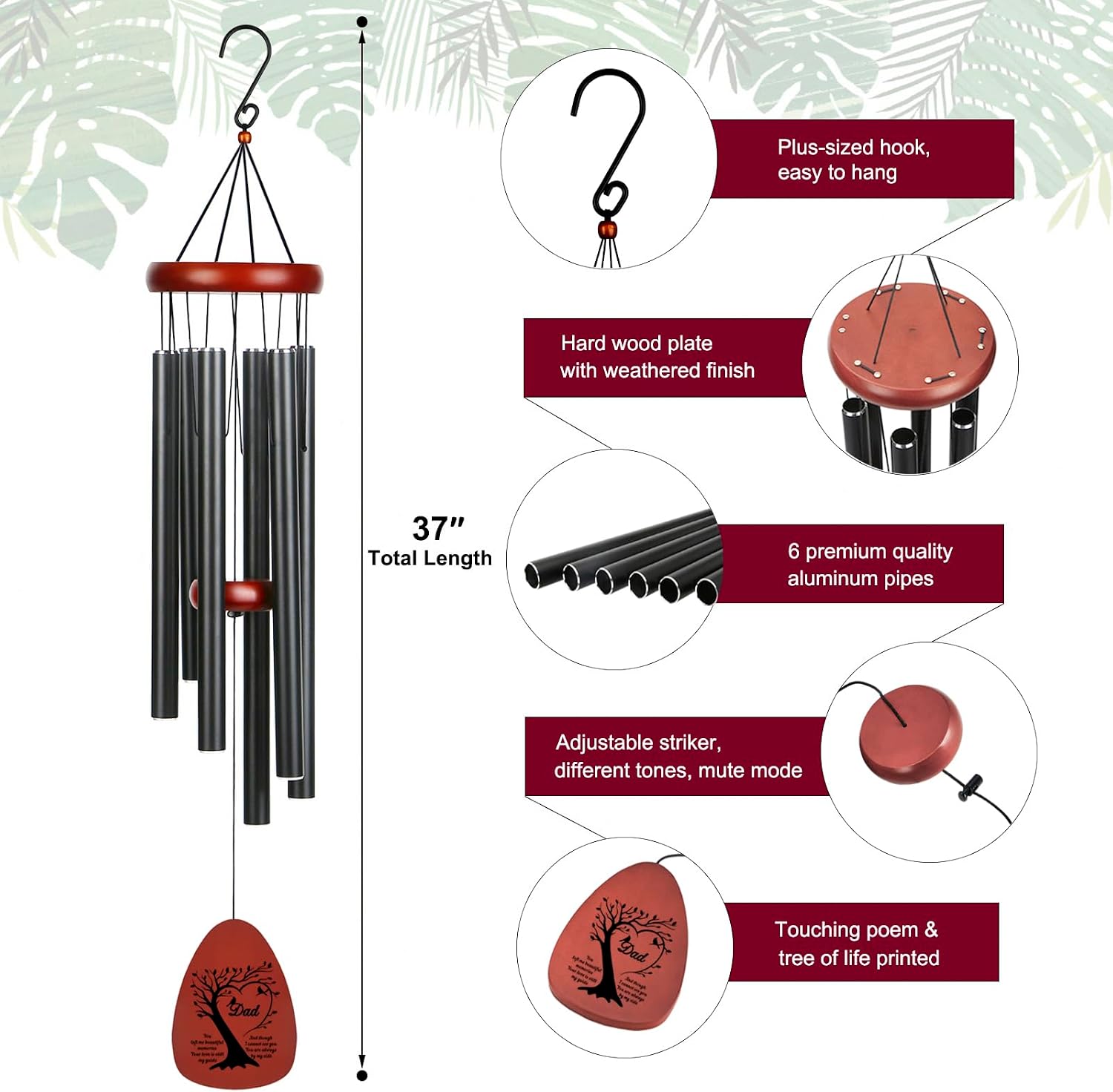Memorial Gifts for Loss of Father Dad - Memorial Wind Chimes Sympathy Memory Bereavement Gifts