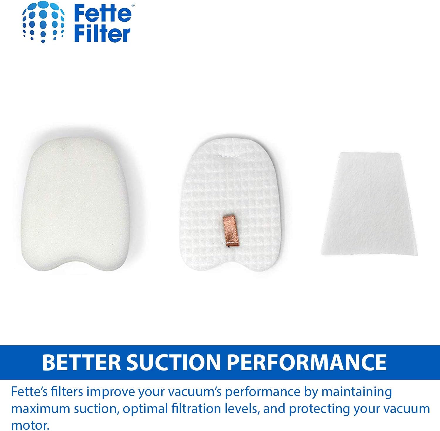 Fette Filter - Vacuum Filter Set Compatible with Shark Rocket Zero-M Ultra-Light Corded Stick Model #'s HV345 Compare to Part # XPMFK320 Pack of 8 Foam & Felt Filter KIT