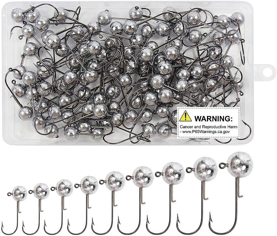 Lead Round Jig Head Soft Lure Fishing Bait Hook for Saltwater Freshwater - 1/2oz : Sports & Outdoors