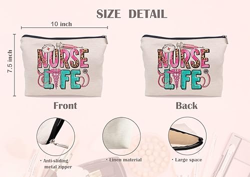 Miniatura 5 de Bolsa de maquillaje para enfermera, color negro, divertido regalo de agradecimiento para enfermera, pequeña bolsa de cosméticos para bolso, HSXL11-7
