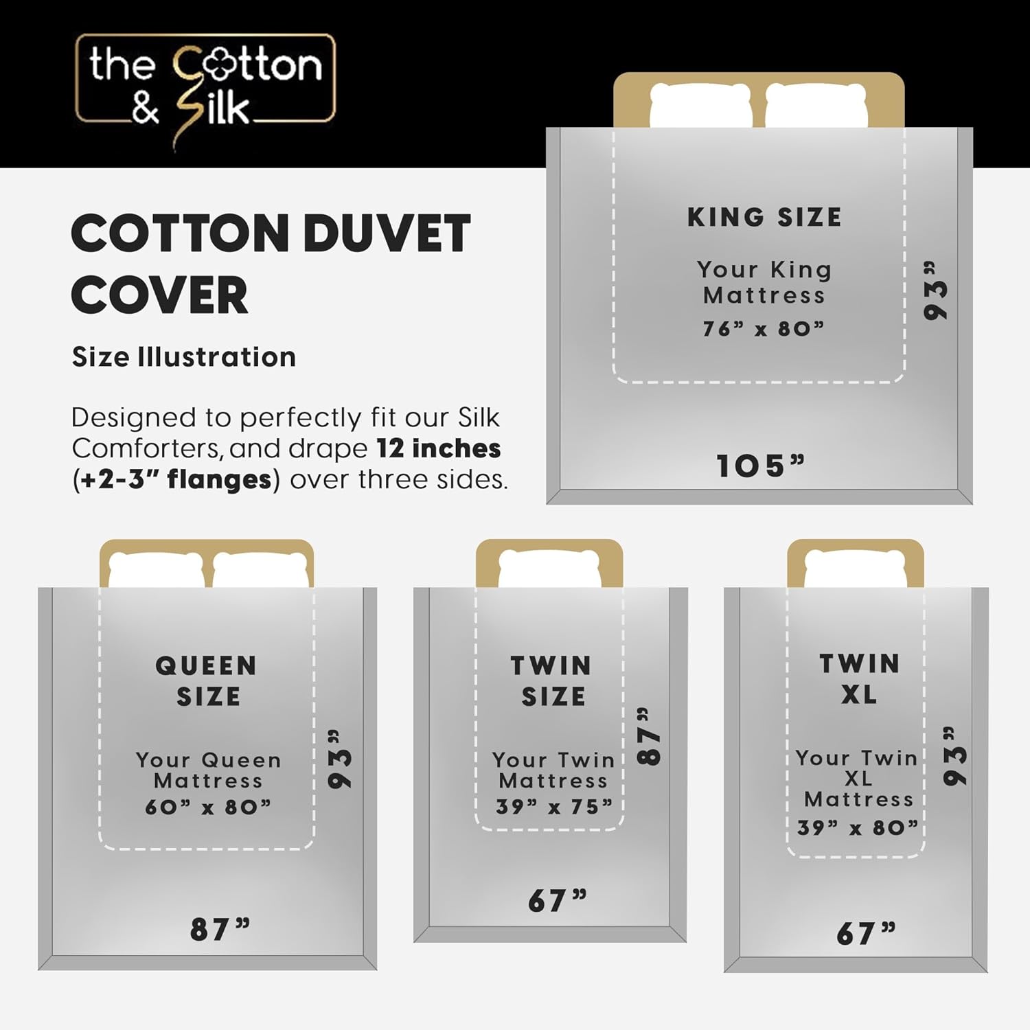 THE COTTON & SILK® 100% Luxury Long-Staple Cotton Duvet Cover - Soft & Breathable - Include 1 Duvet Cover with Corner Ties & Hidden Zipper - Misty Blue, Twin Size