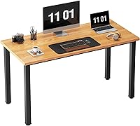 Need 47 Inch Computer Desk for Home Office & Gaming - Modern Teak Top, Black Metal Frame, Stable Writing Table for Students