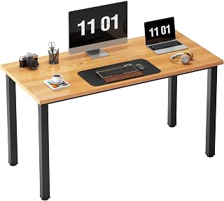 Need 47 Inch Computer Desk for Home Office & Gaming - Modern Teak Top, Black Metal Frame, Stable Writing Table for Students