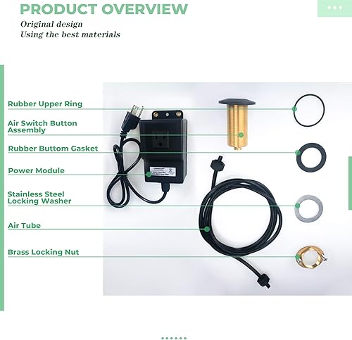 Miniatura 6 de Kit de interruptor de aire superior para fregadero, botón de aire para eliminación de basura con módulo de potencia de aleación de aluminio