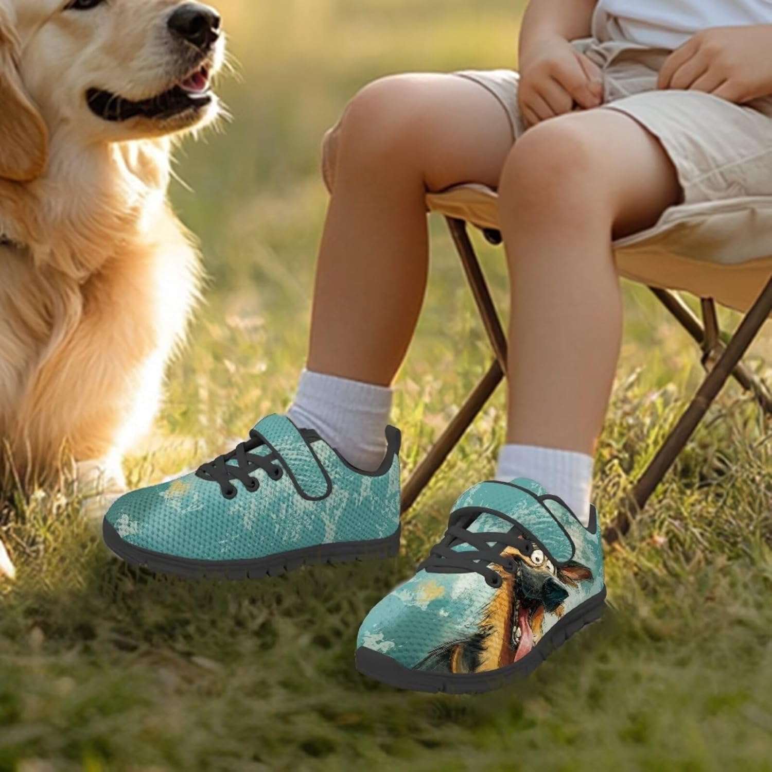 Girls Athletic Shoes with Hook and Loop Cute Print Breathable Mesh Tennis for Little Kid/Big Kid US 10.5-2.5