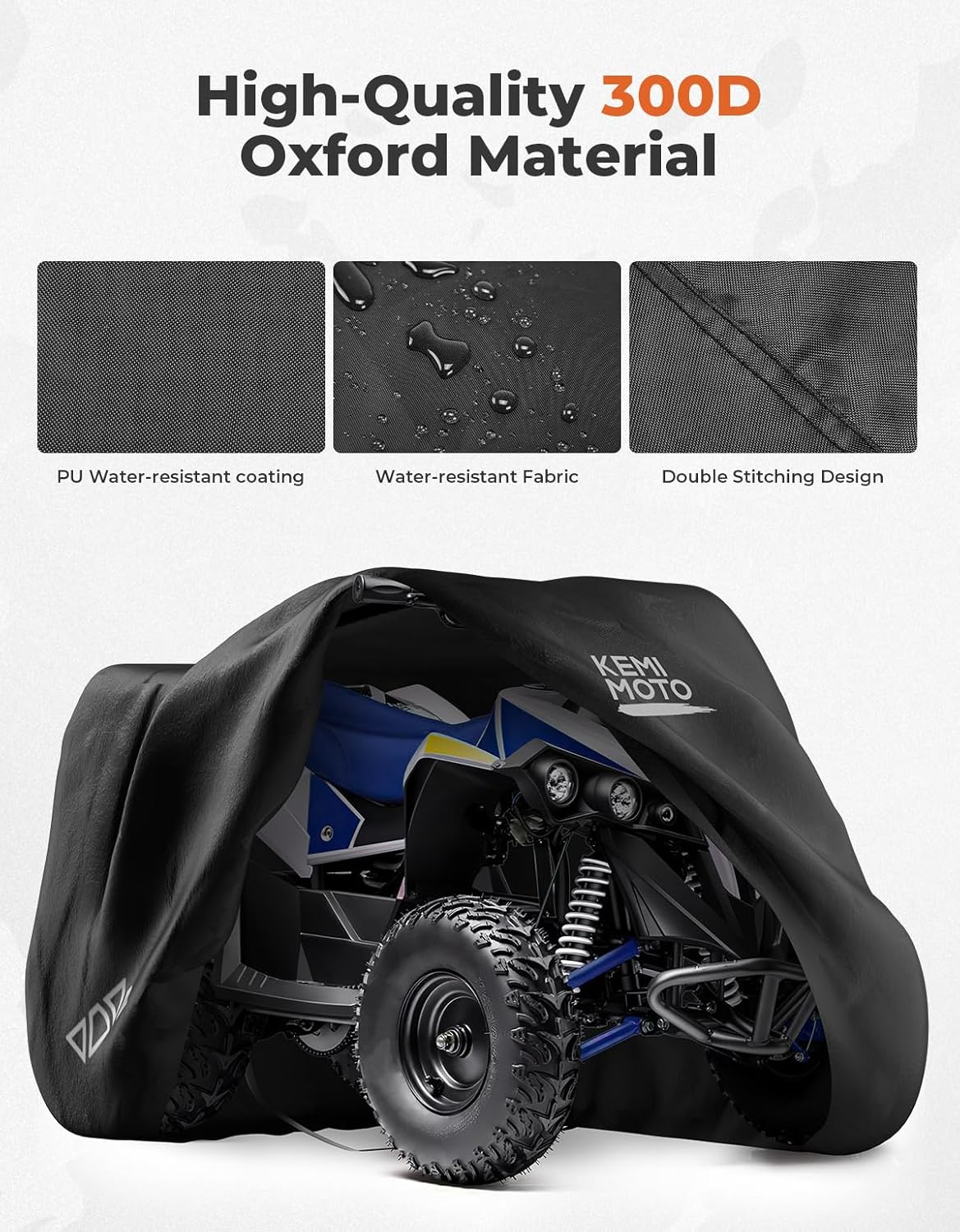 KEMIMOTO Little ATV Cover Small Size, Water-Resistant Little 4-Wheelers Cover, 300D Heavy Duty Quad Cover Compatible with X-PRO 40cc Eagle 40cc Razor Dirt Quad, 47Lx26Wx28H inch