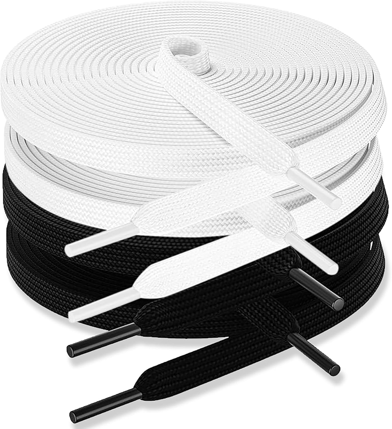 Maple&CA 4 Pairs of Flat Shoelaces for Sneakers, Athletic Shoes, and Converse High Tops – Suitable for Kids and Adults