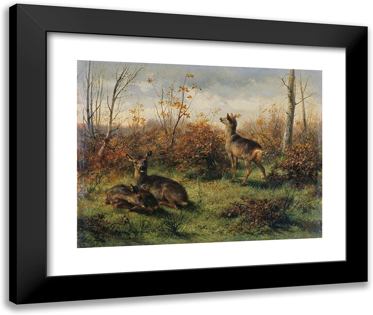 ArtDirect Bonheur Rosa 24x20 Gold Ornate Framed Art Print with Double Matting Titled: Roe Deer