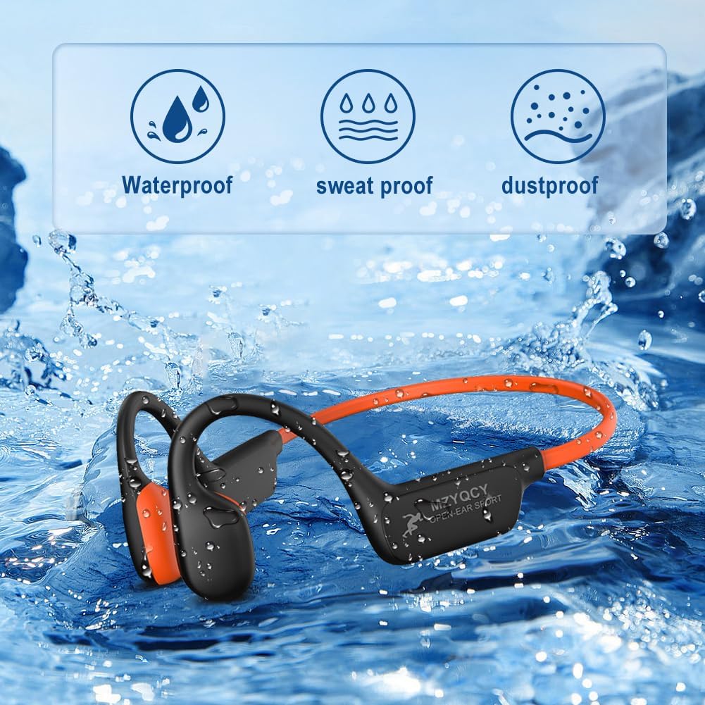Bone Conduction Headphones,Open Ear Wireless Bluetooth 5.4 Headphones with Mic,IPX6 Waterproof Sport Bluetooth Headset,15H Playback, for Running,Cycling,Walking,Outdoor (Orange) - Image 4