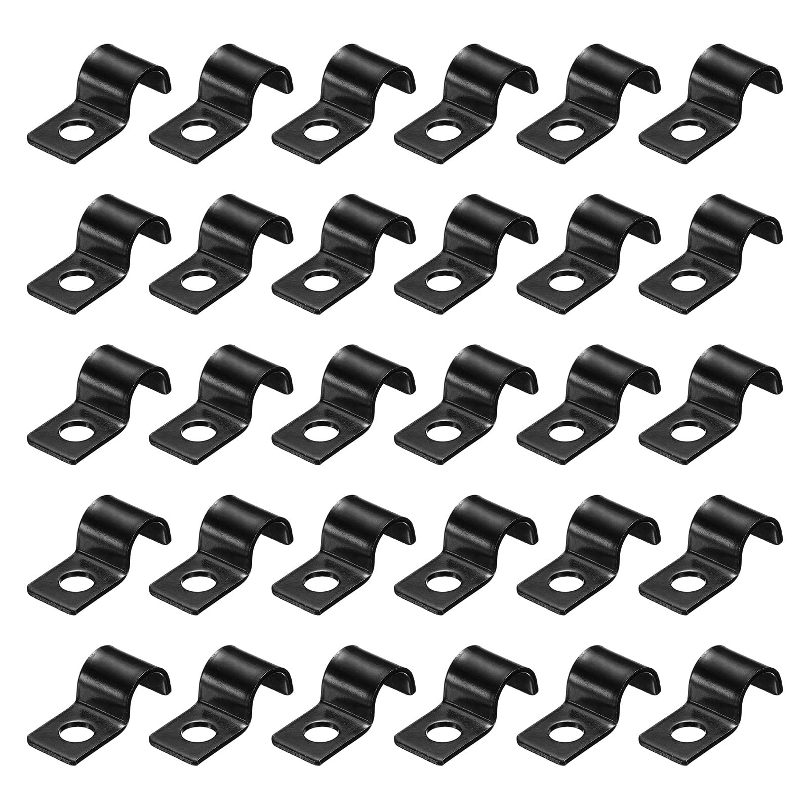 sourcing map 5/16 Inch Pipe Strap, Carbon Steel Conduit Clip 30pcs Single Hole Strap Clamp for Pipe Tube Cable Fixing (8mm, Black)