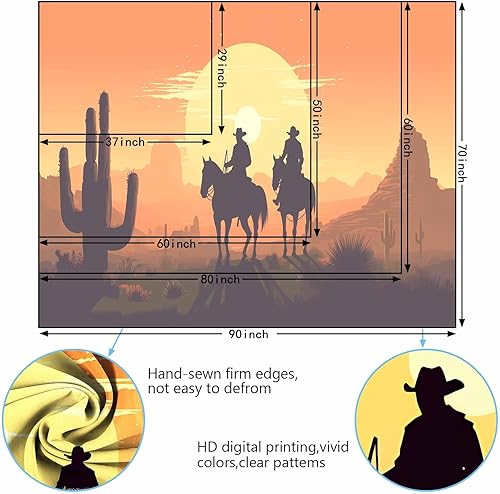 Miniatura 5 de MeguMoon Tapiz de vaquero occidental, tapiz de cactus del desierto, tapiz de atardecer de mediados de siglo, equitación en el desierto de mediados