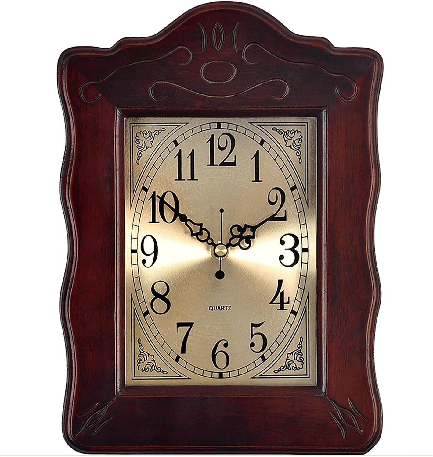 Mantel Clock Silent Decorative Wood Desk Clock Battery Operated Wooden Design for Living Room Fireplace Office Kitchen Desk Shelf Home Décor Gift