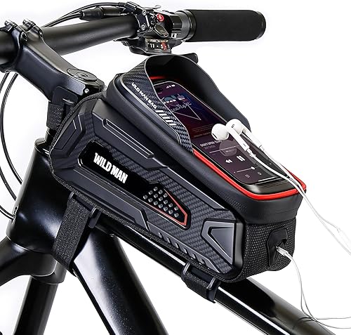 Miniatura 6 de WILD MAN Bolsa de bicicleta Bolsa de teléfono para bicicleta Bolsa de EVA impermeable para marco frontal Bolsa de tubo superior para manillar Bolsa