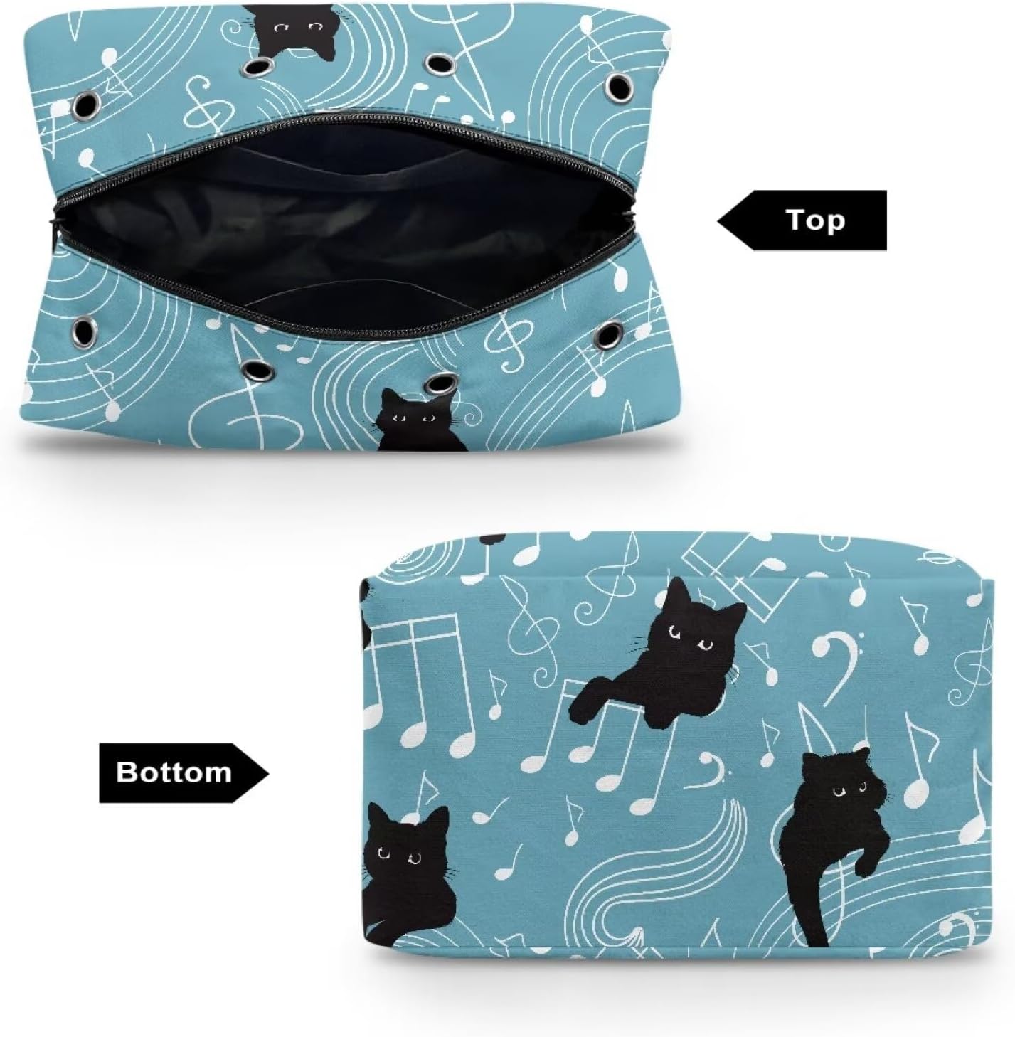 Kathyboom Black Cat Knitting Bag for Yarn Storage Durable Crochet Bag with Shoulder Straps, Yarn Accessories Organizer for Knitting Needles, Crochet Hooks and Other Accessories