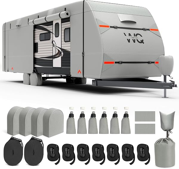 IWIQI Travel Trailer Cover 22-24ft Waterproof with UV resistance