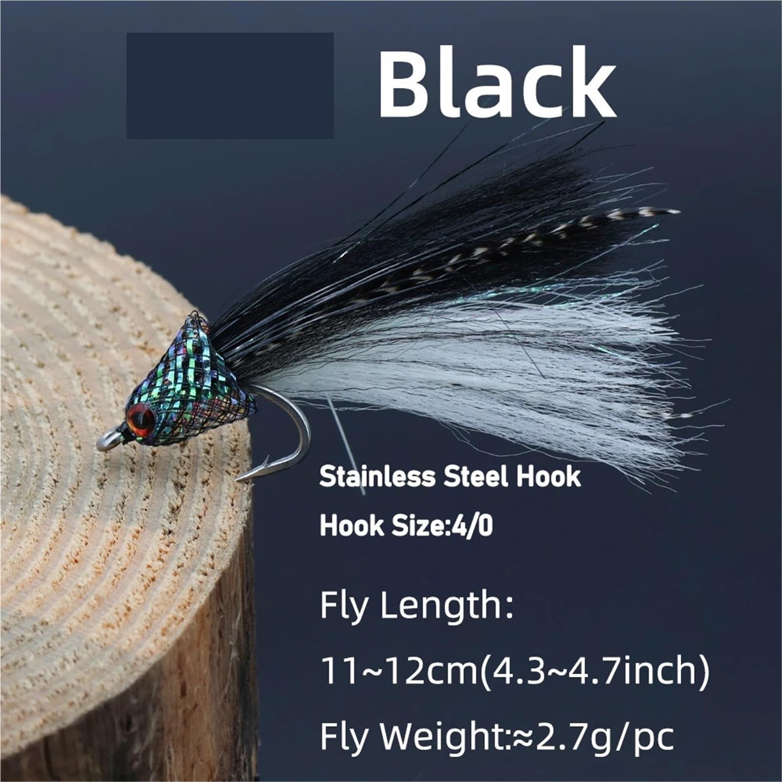 5 PCS Mylar Tube Head Streamer Fly 4/0 Hook Faux Bucktail Fiber Luminous Fishing Trout Bass Tarpon Lure