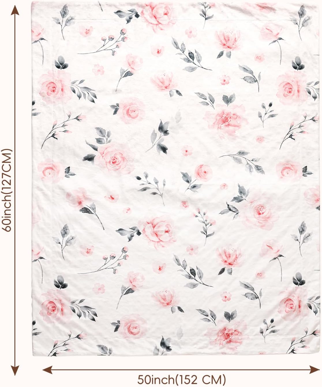 david's kids Micro Fleece Minky Baby Blanket for Girls with Double Layer and Soothing Raised Dots, Breathable and Soft Lightweight Receiving Blanket for Newborns, 50x60 Inches, Floral Flowers - Image 8