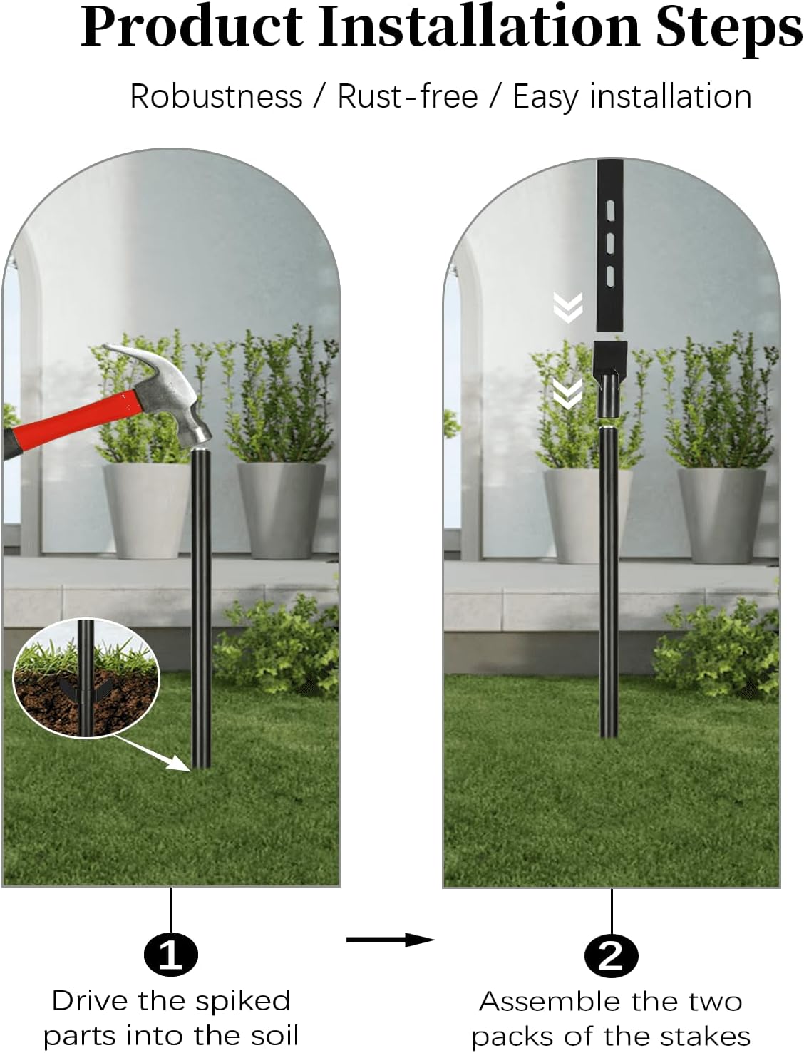 2 Pcs 36'' Yard Sign Stake for Outdoor Ground, Aluminum Garden Post with Barbed Anchors, Easy to Install, Rugged, Lightweight & Abjustable Sign Poles(Black)