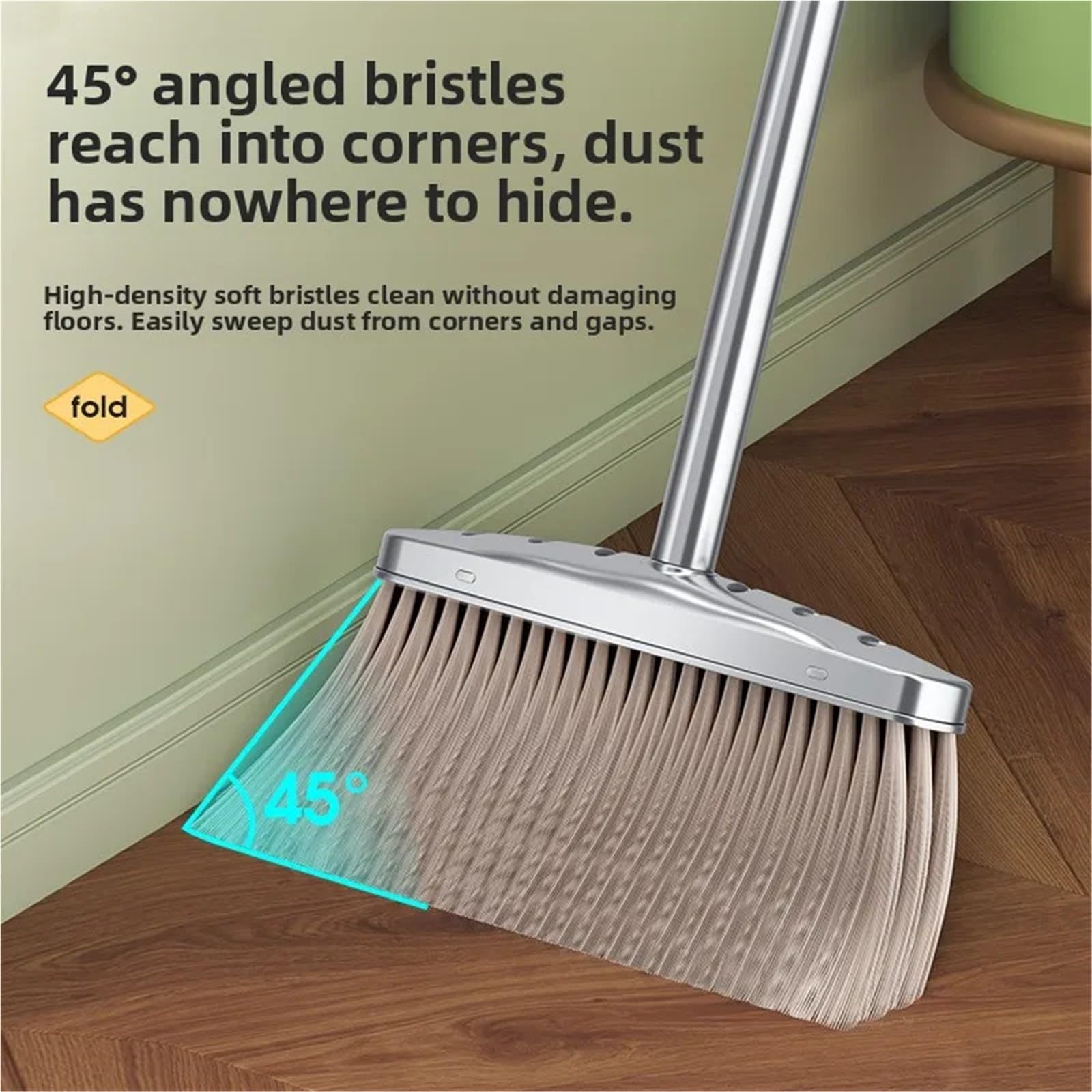 Juego de escobas Acero Inoxidable, recogedor Individual Grueso for Uso Comercial en Interiores y Exteriores, Herramienta Limpieza del hogar, Cepillo barredor(Square Round Dustpan)