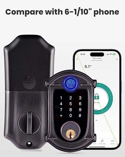 Miniatura 8 de Cerradura inteligente de cerrojo de entrada sin llave con manija de palanca cerraduras exteriores digitales para puerta delantera, control de