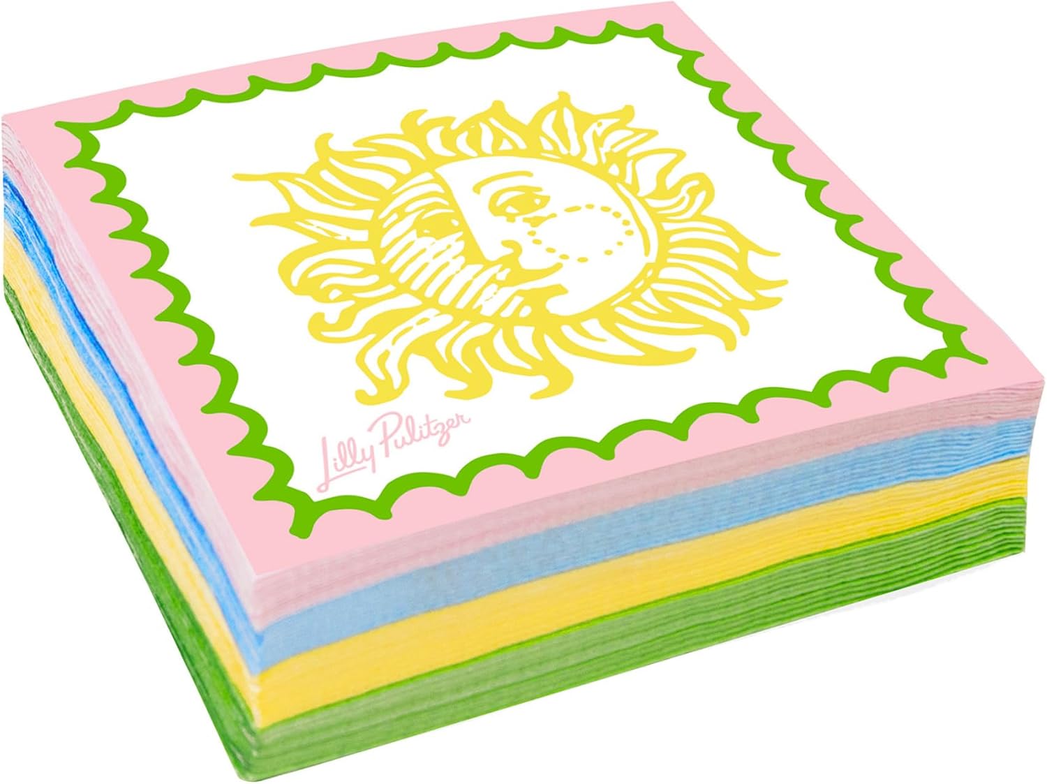 Lilly Pulitzer Disposable Decorative Paper Cocktail Napkins, Napkin Holder Refill with 40 Napkins (Sun Tiles Home)