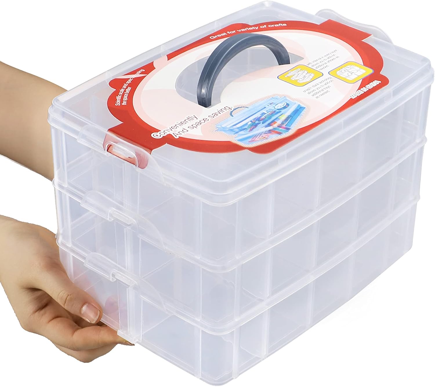 Ducurt Craft Storage Containers Large Bead Organizer 30 Compartment Organizer Box