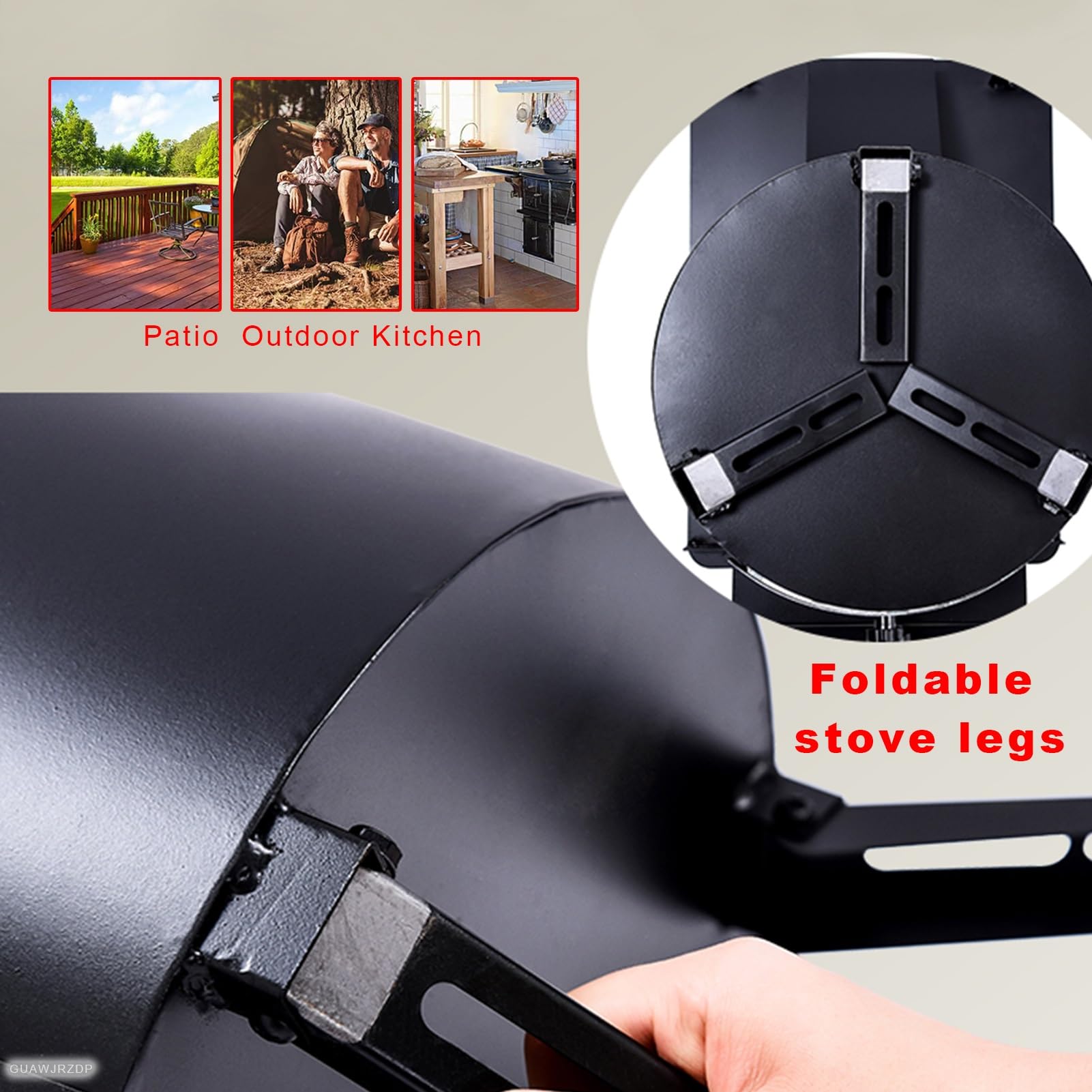 Estufa de Lena para casa, Cocina de Leña，con Paneles Laterales extendidos y Marcos de Patas Plegables, for cocinar al Aire Libre, Acampar, Hacer Picnic, Barbacoa, Viajar, Sobrevivir (Size :