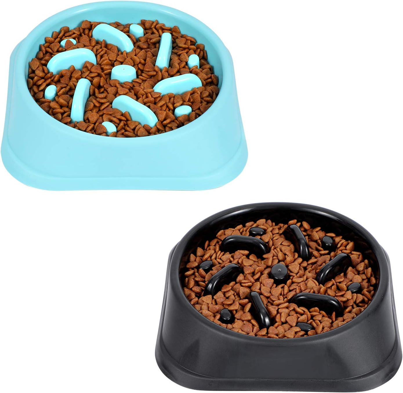 Dog Bowl Slow Eating Feeder, No Chocking Anti-gulp Slower Bowl, Stop Bloat for Dogs, Reduce Slip Puzzle Bowl for Small Puppy Medium Dogs, Eco-Friendly Non-toxic Maze Bowl for Fast Eater (G-blue+black)