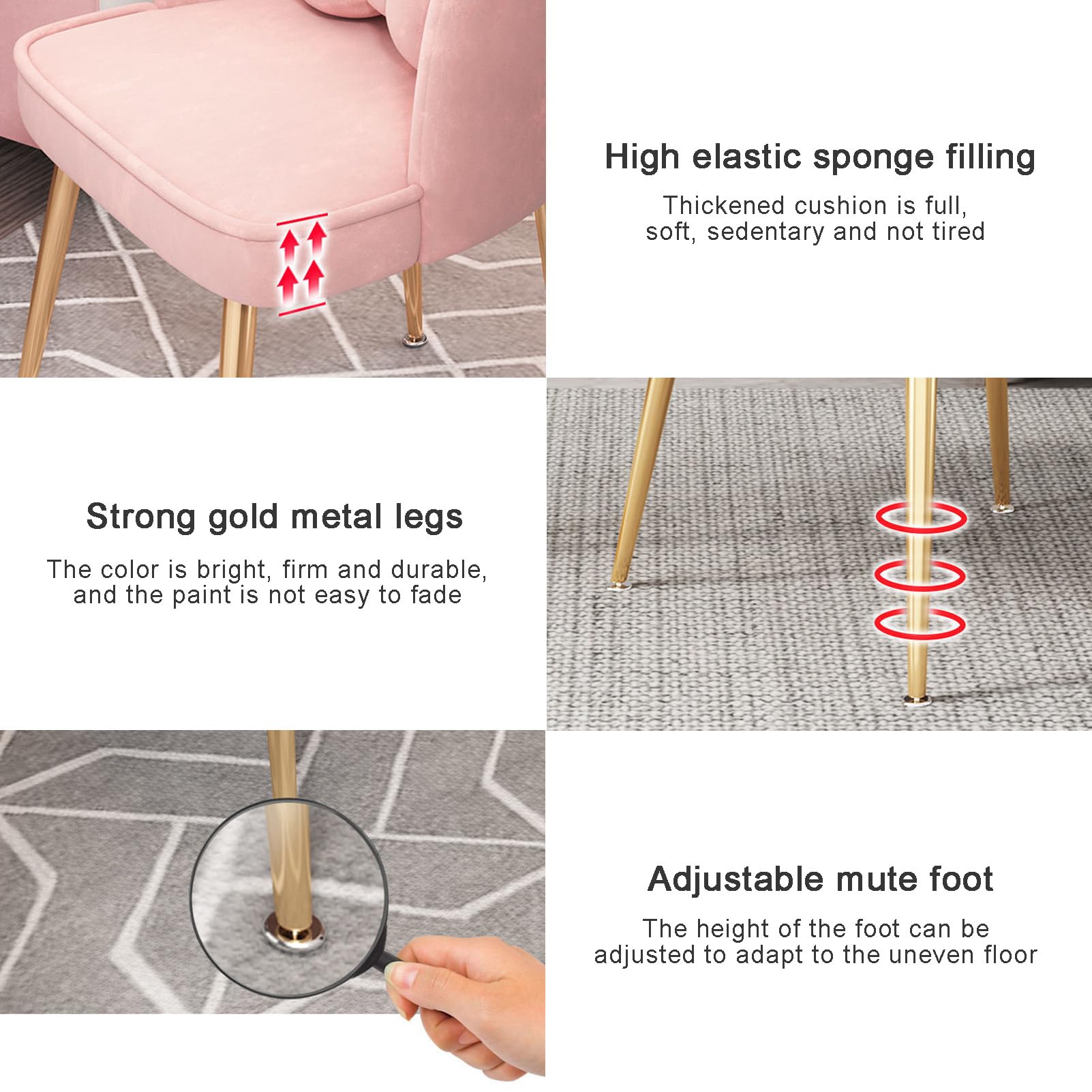 Sedie da pranzo in velluto di lusso con gambe in metallo dorato, eleganti sedie per sala da pranzo, soggiorno e camera da letto, eleganti decorazioni per la casa, comode sedie imbottite