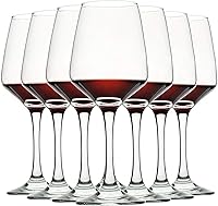 CCREST 12oz Lead-Free Wine Glasses Set of 8 - Durable, Clear Stemmed Glassware for Red Wine, Dishwasher Safe