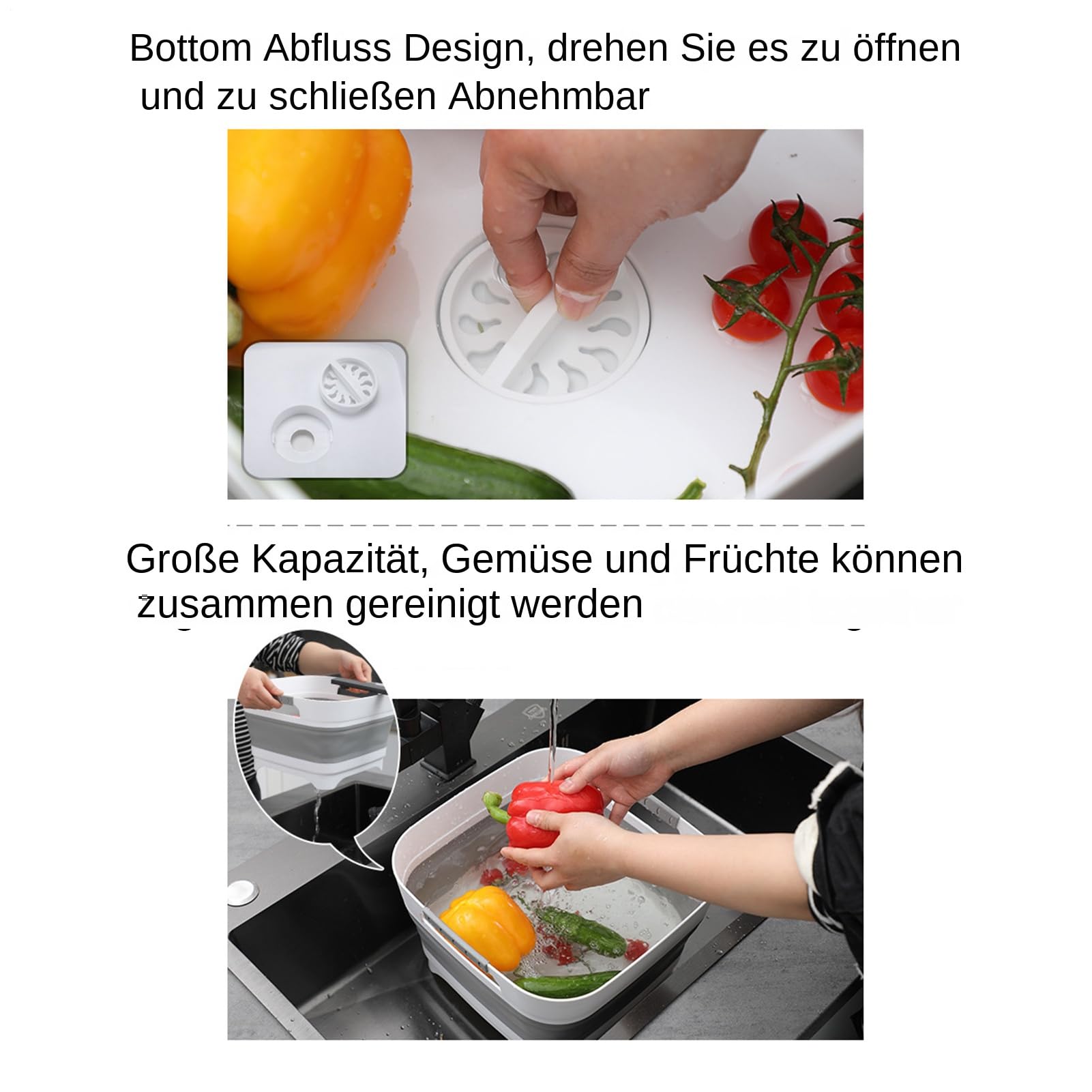 Lavabo portable - Évier pour biberons - Panier multifonction léger avec poignée ergonomique pour camping, vaisselle, cuisine, voiture