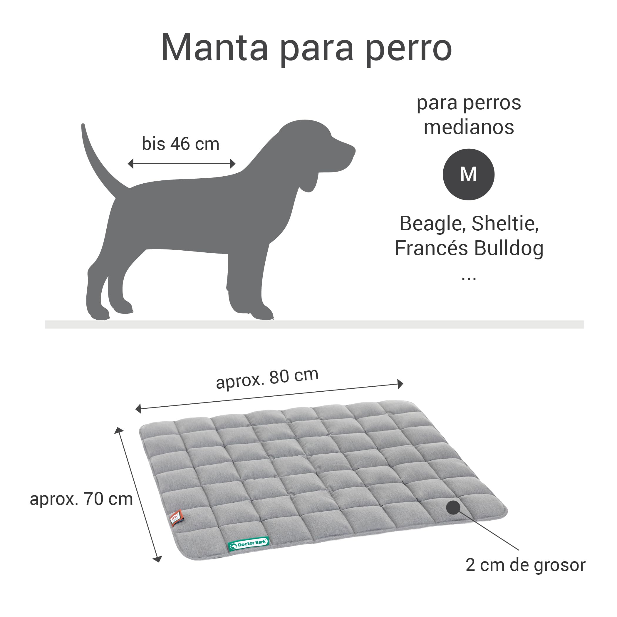 Doctor Bark Manta de Perros, Robusto, Lavable a 95 ° C - Disponible en Diferentes tamaños y Colores