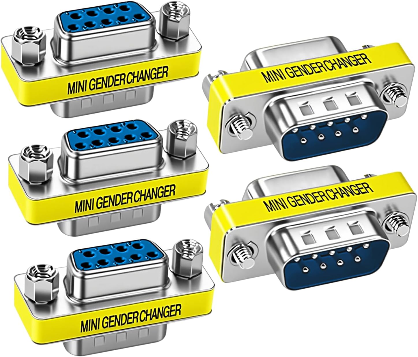 9 Pin RS232 DB9 Male to Female Serial Cable Gender Changer Coupler Mini Adapter Pack of 5