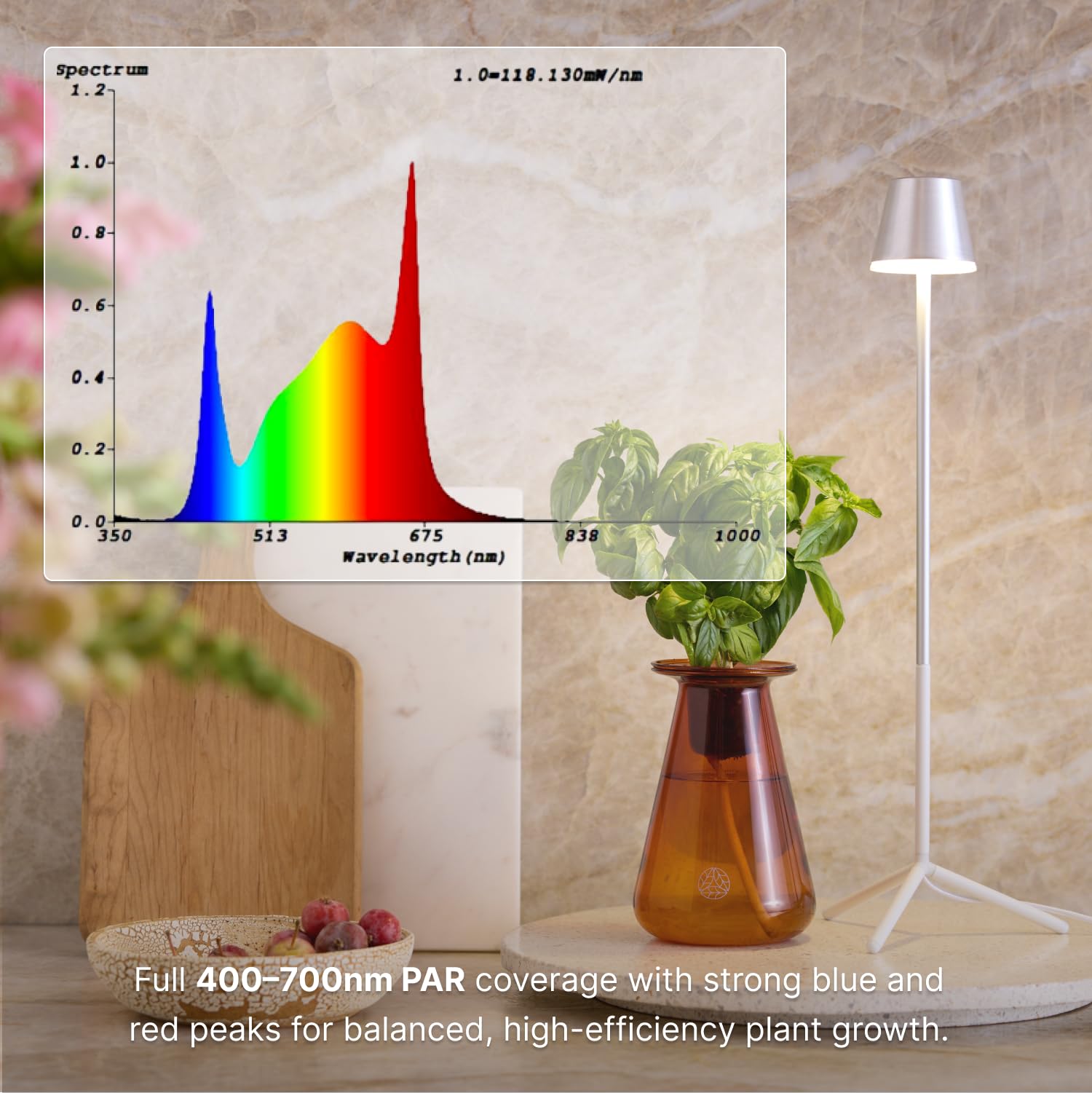 Lettuce Grow Lámpara luminosa – Elegante luz LED de cultivo para debajo del gabinete para jardín comestible interior – Sistema de espectro completo con temporizador automático – Soporta hierbas y