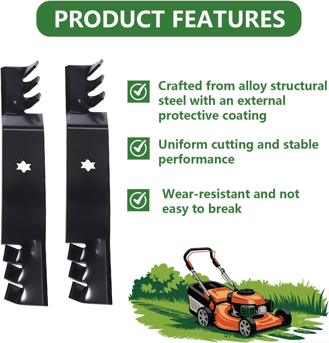 742-04053 942-04053C Lawn Mower Blades Gator Mulching Blades for Cub Cadet 50 Inch Deck Replacement for Troy Bilt Mustang XP RZT 50 LT1050 942-04053 942-04053A 742-04053A 742-04053C 3Pack