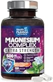 Magnesium Complex Capsules 500mg - High Absorption Chelated Magnesium Mineral Supplements - with Oxide, Glycinate, Malate, Citrate for Muscle Bone and Heart Health Support - 120 Capsules