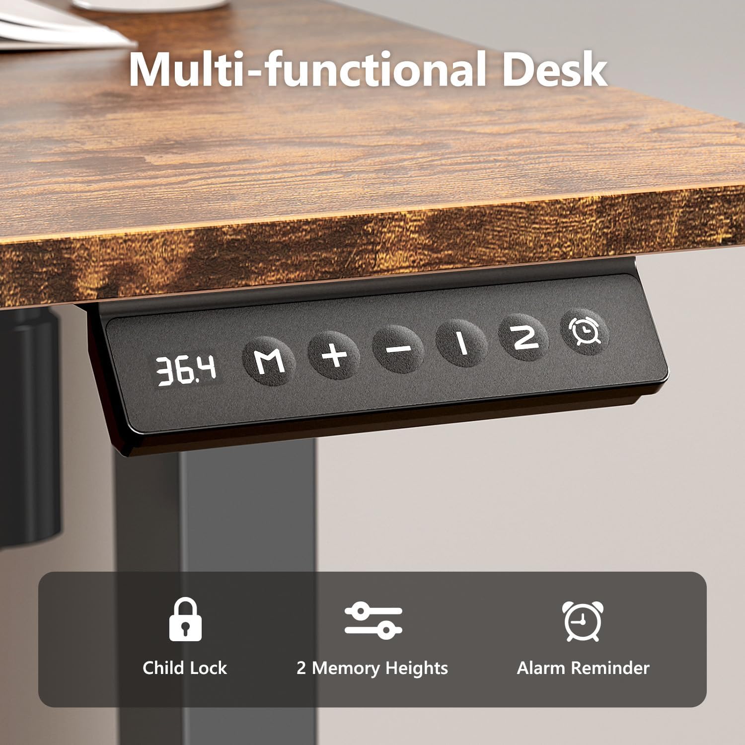 55" Electric Standing Desk Adjustable Height, Ergonomic Sit Stand Computer Desk for Home Office, Sturdy Motorized Workstation with Memory Controller & Timer, Brown