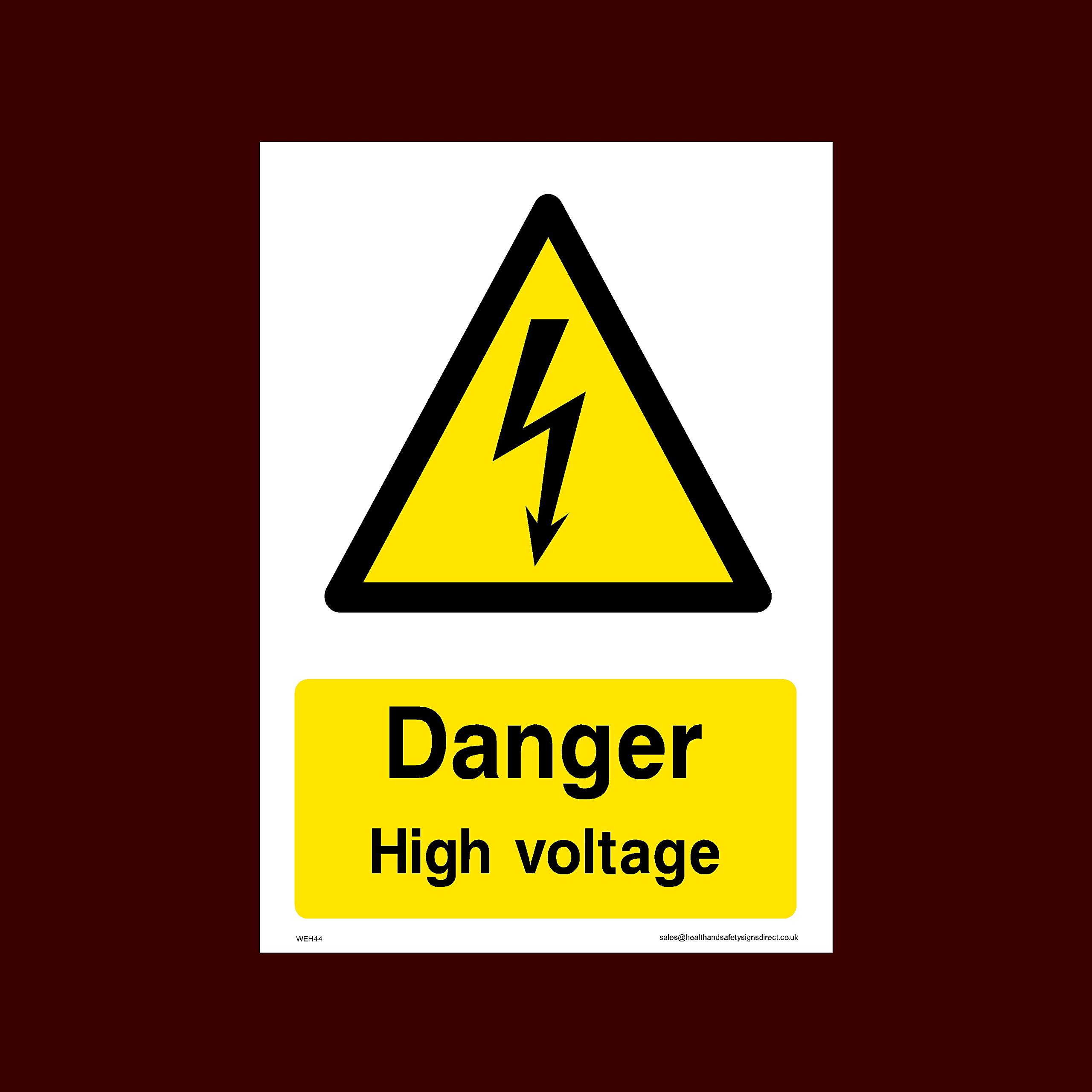 USSP&S Danger high voltage Plastic Sign (WEH44) - Electric Hazard, Voltage, Danger of Death, Cables, Wires, Electric Fence