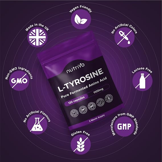 L Tyrosine 1100mg (Per 2 Capsule Serving) | 120 L-Tyrosine Capsules - 2 Months Supply | Supports Dopamine, Focus & Mental Clarity | Vegan, Non-GMO & UK Made