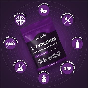 L Tyrosine 1100mg (Per 2 Capsule Serving) | 120 L-Tyrosine Capsules - 2 Months Supply | Supports Dopamine, Focus & Mental Clarity | Vegan, Non-GMO & UK Made