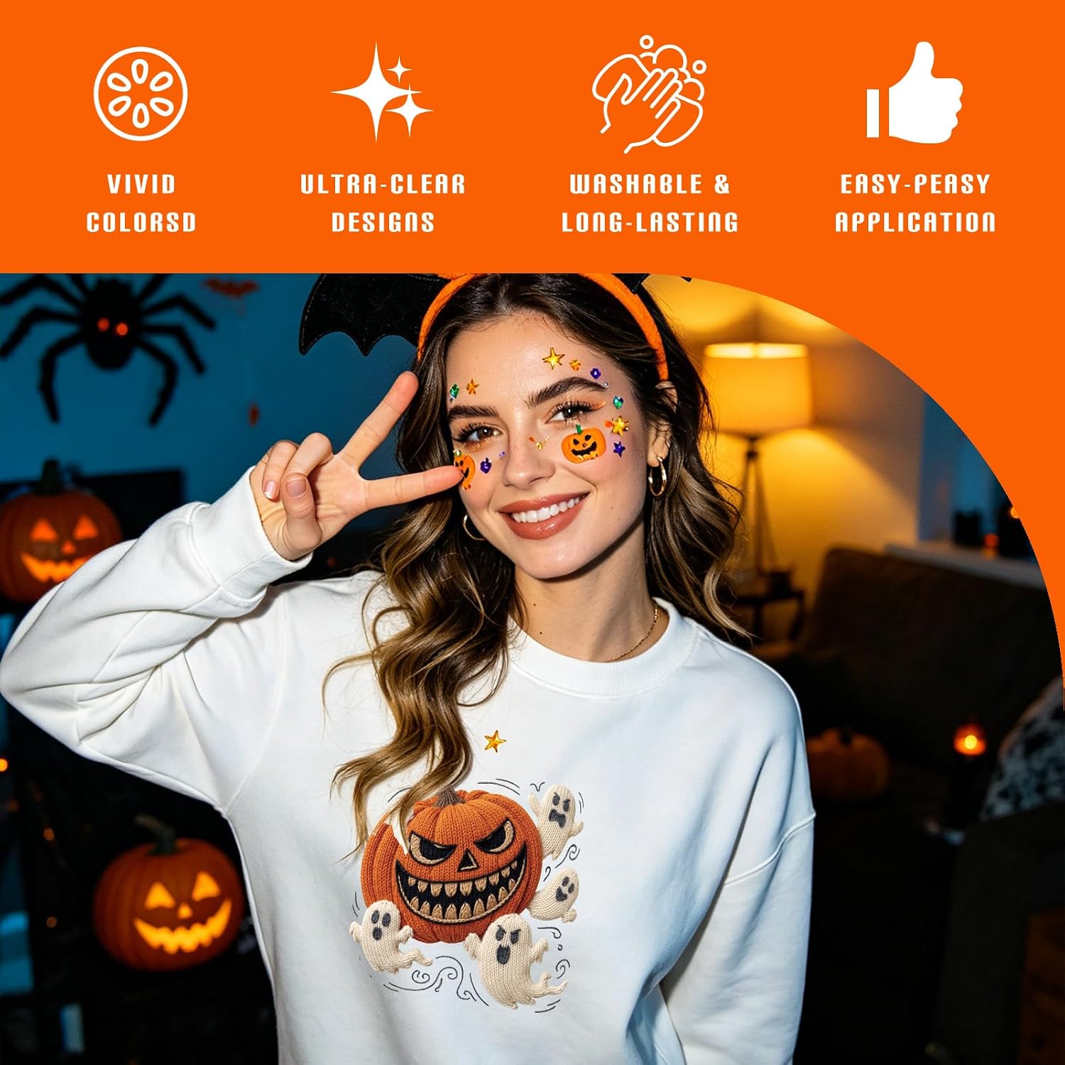 Dazoratix Halloween Iron on Transfers - 30 Sheets Spooky Ghost DTF Ready to Press Bulk Funny Boo Pumpkin Bow Heat Patches Stickers Vinyl Decals for T Shirts Clothes Pillow Bag DIY Crafts Decorations