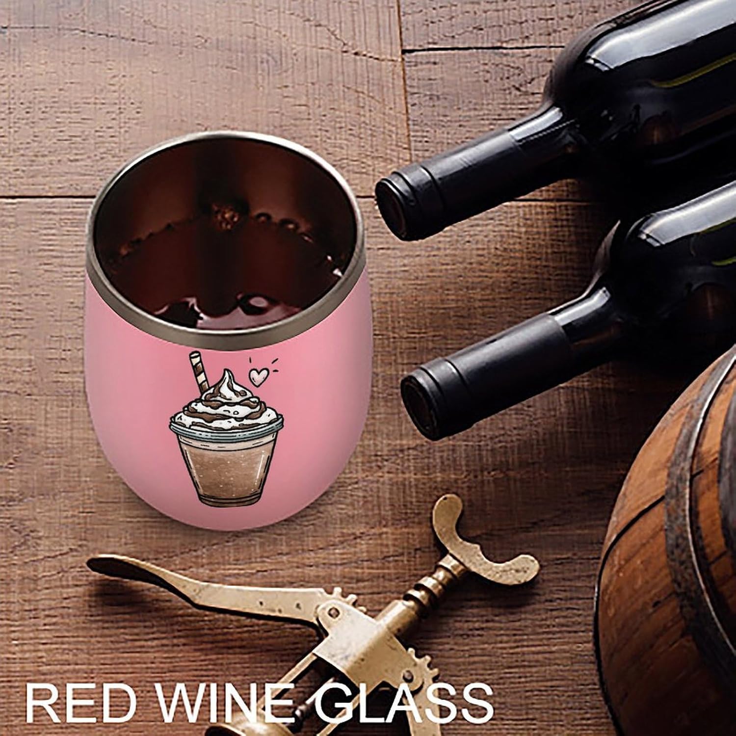 Milkshakes Chocolate Ice Cream Insulated Drinking Cup Stainless Steel Coffee Mug Wine Tumbler with Lid 12OZ