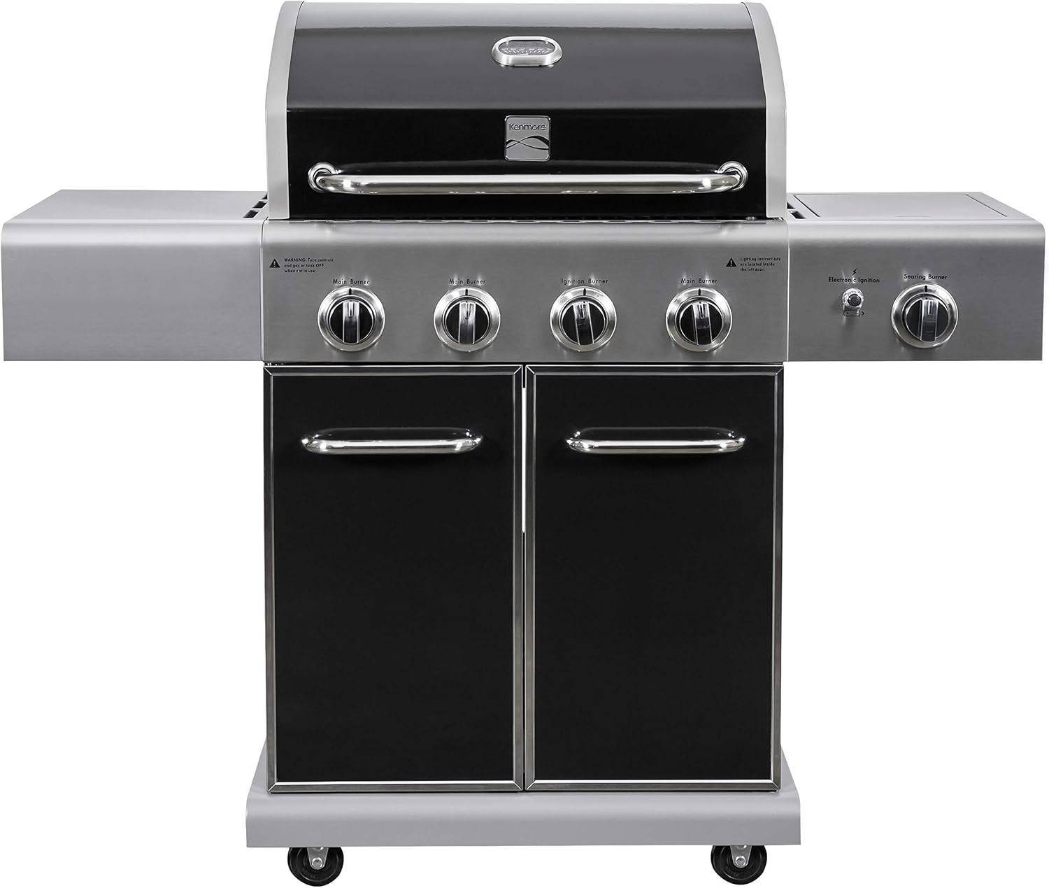Kenmore PG-40409SOLB Outdoor Patio 4 Burner Gas BBQ Propane Grill With Side Burner in , Black