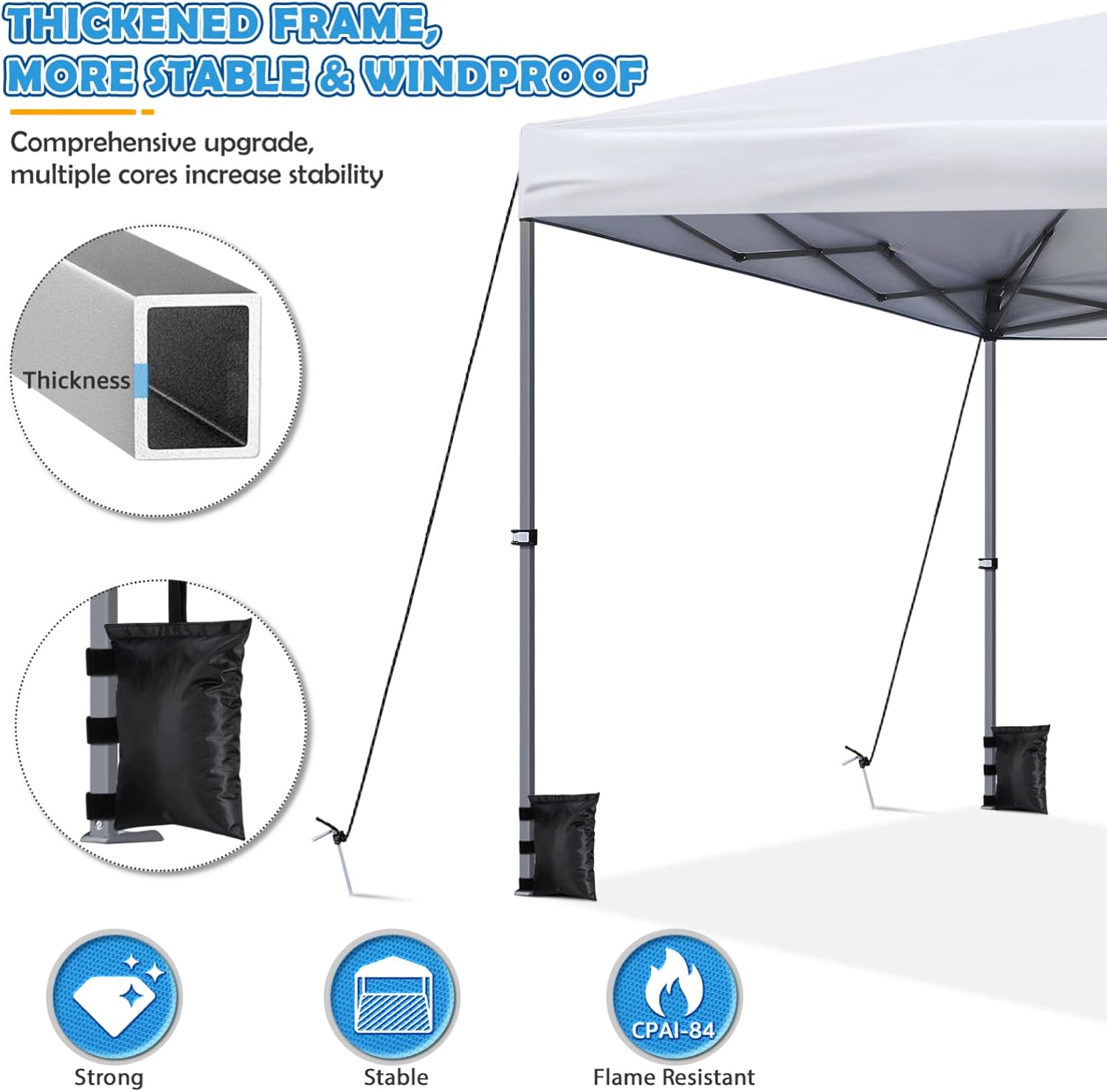 Yardwe 3 * 3 Meters Up Tent Canopy Waterproof Windproof Outdoor Instant Tent Sun Protection Shelter with Wheeled Carry Bag (White)